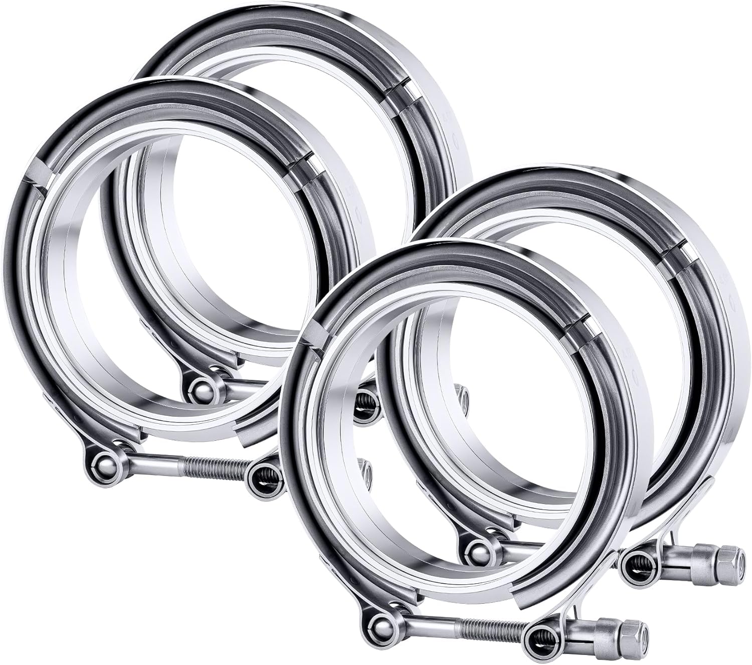 EVIL ENERGY 4PCS V Band Clamp with Flange for Exhaust Systems