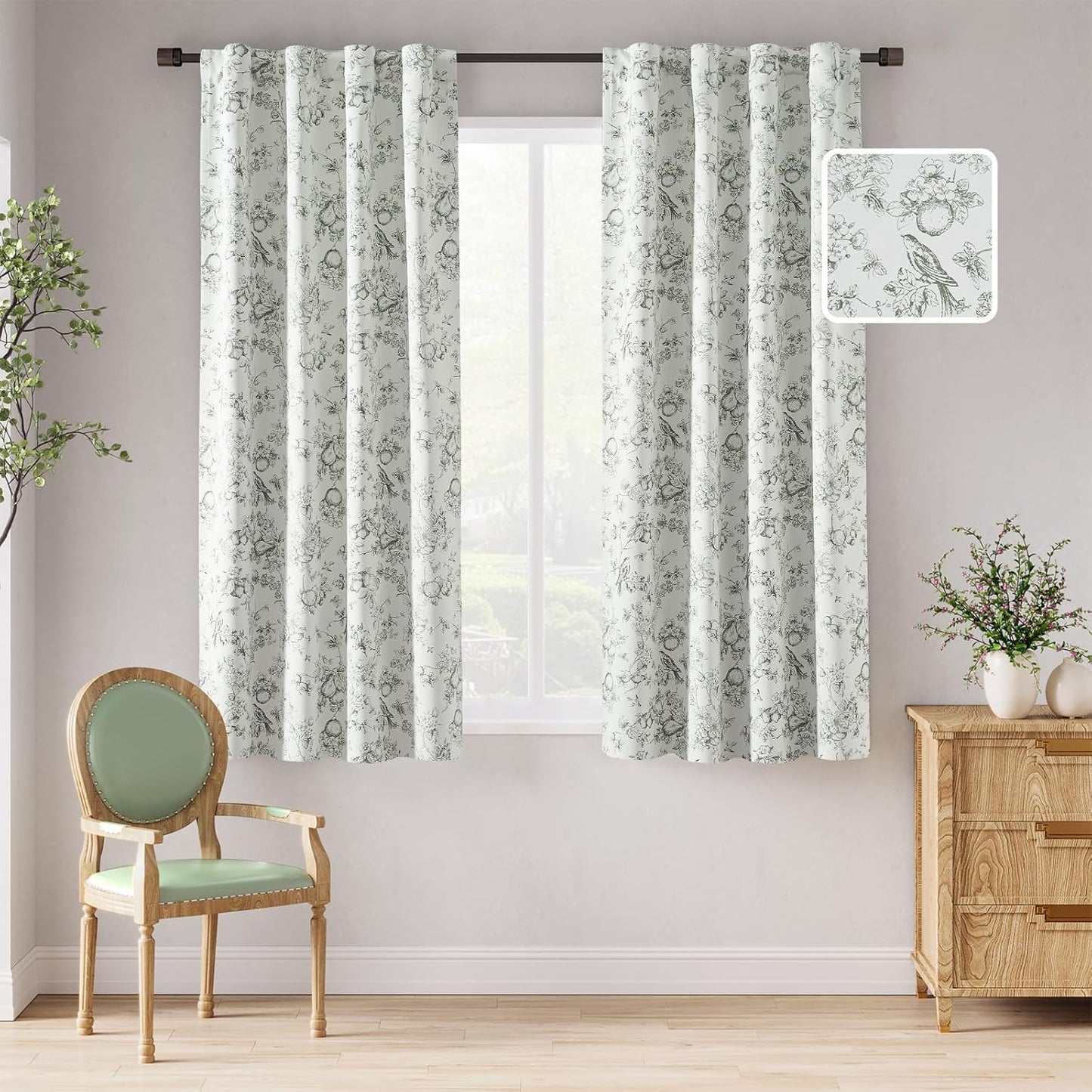 Sage Green Blackout Floral Curtains for Cozy Bedrooms