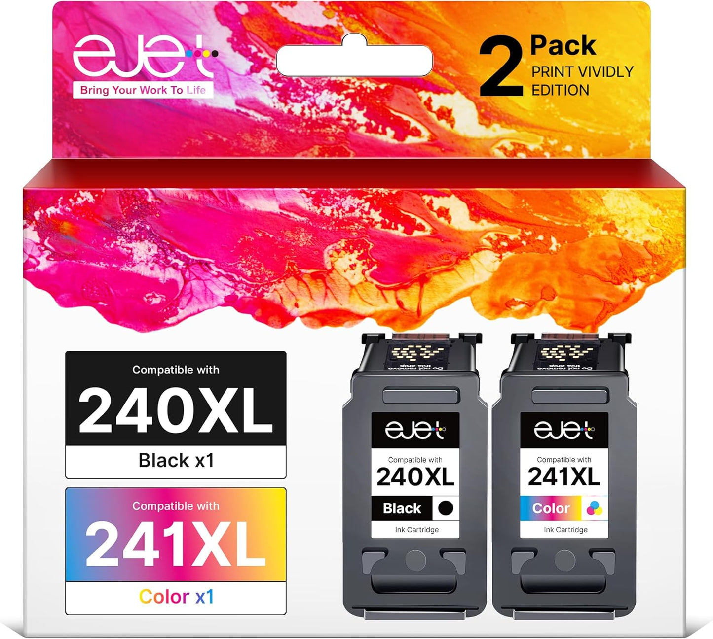 ejet PG-240XL/CL-241XL Ink Cartridge Replacement for Canon Printers