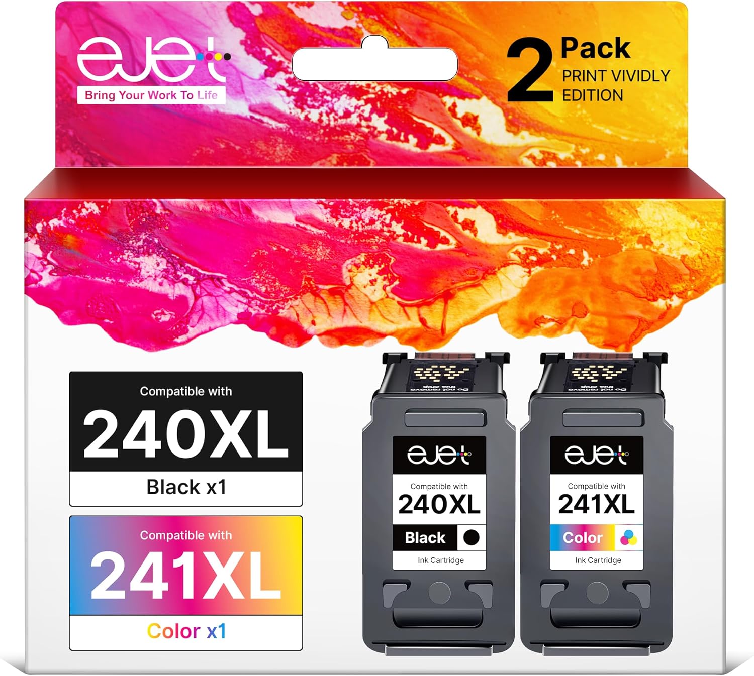 ejet PG-240XL/CL-241XL Ink Cartridge Replacement for Canon Printers