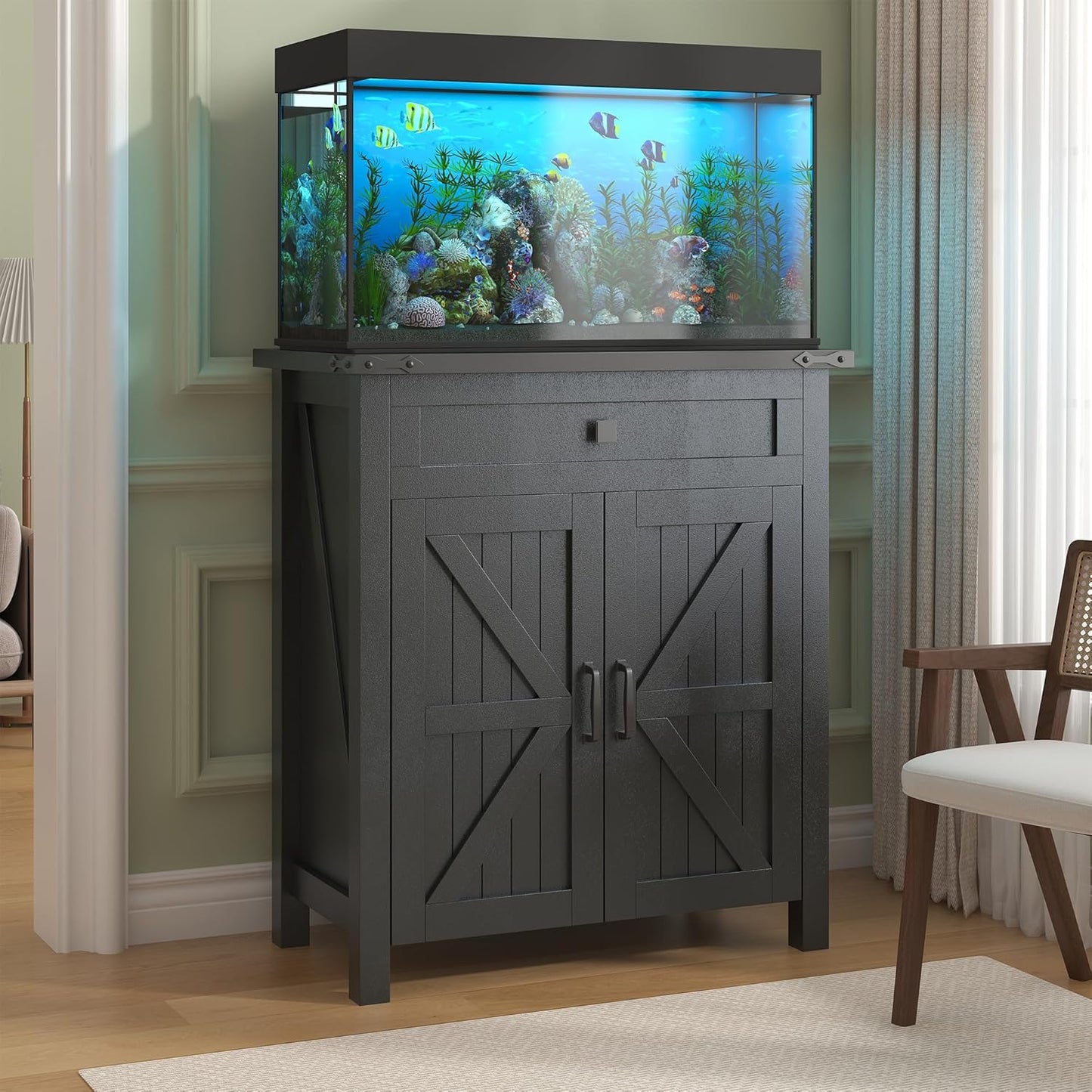 20 Gallon Aquarium Stand with Charging Station for Fish Tanks