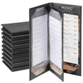 4 View Menu Holders 4.25 in x 11 in - 10 Pack Black PU Leather