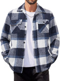 Men's Flannel Jacket Fleece Shacket Plaid Shirt Jacket - Warm