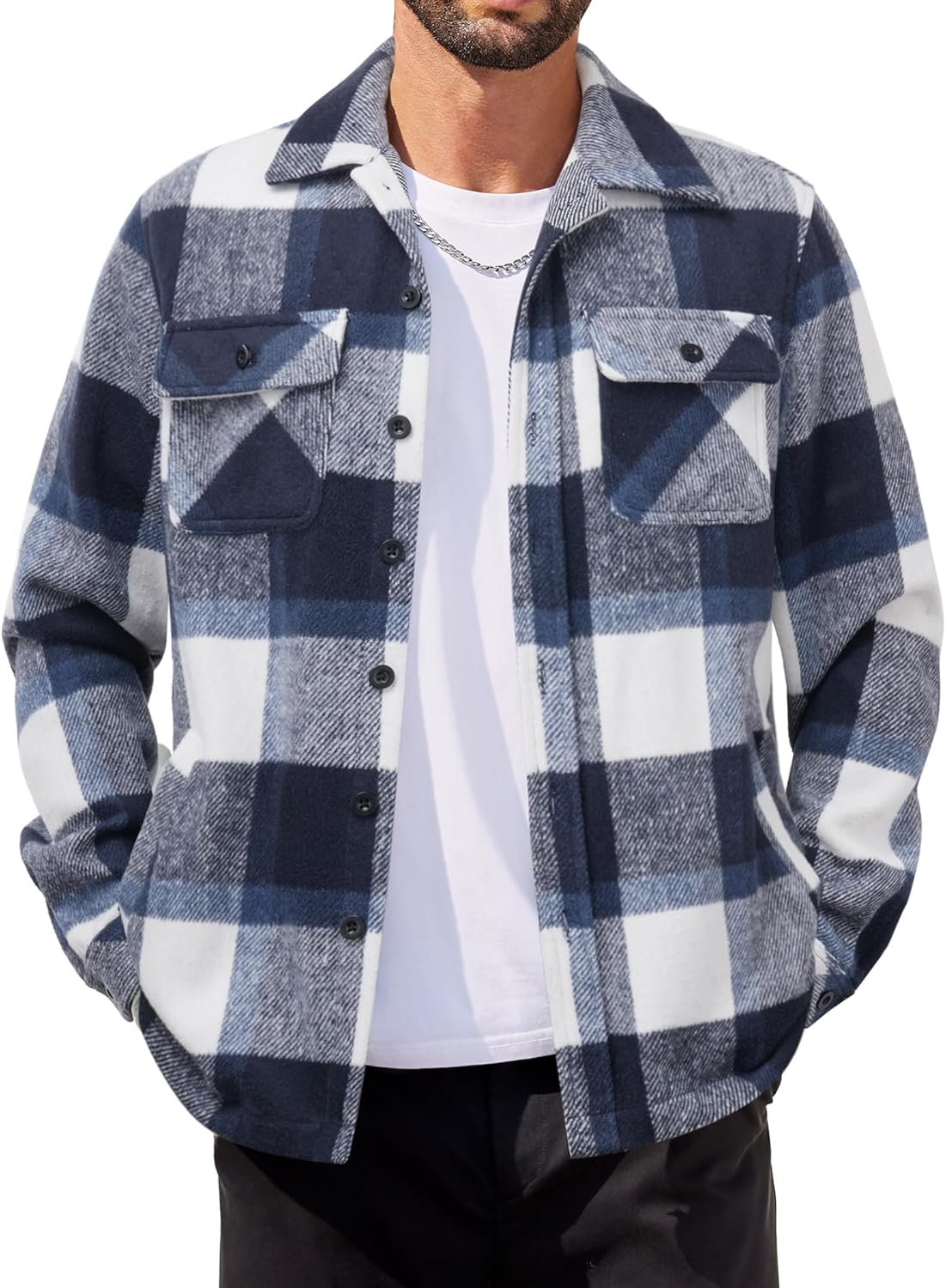 Men's Flannel Jacket Fleece Shacket for Warmth and Style