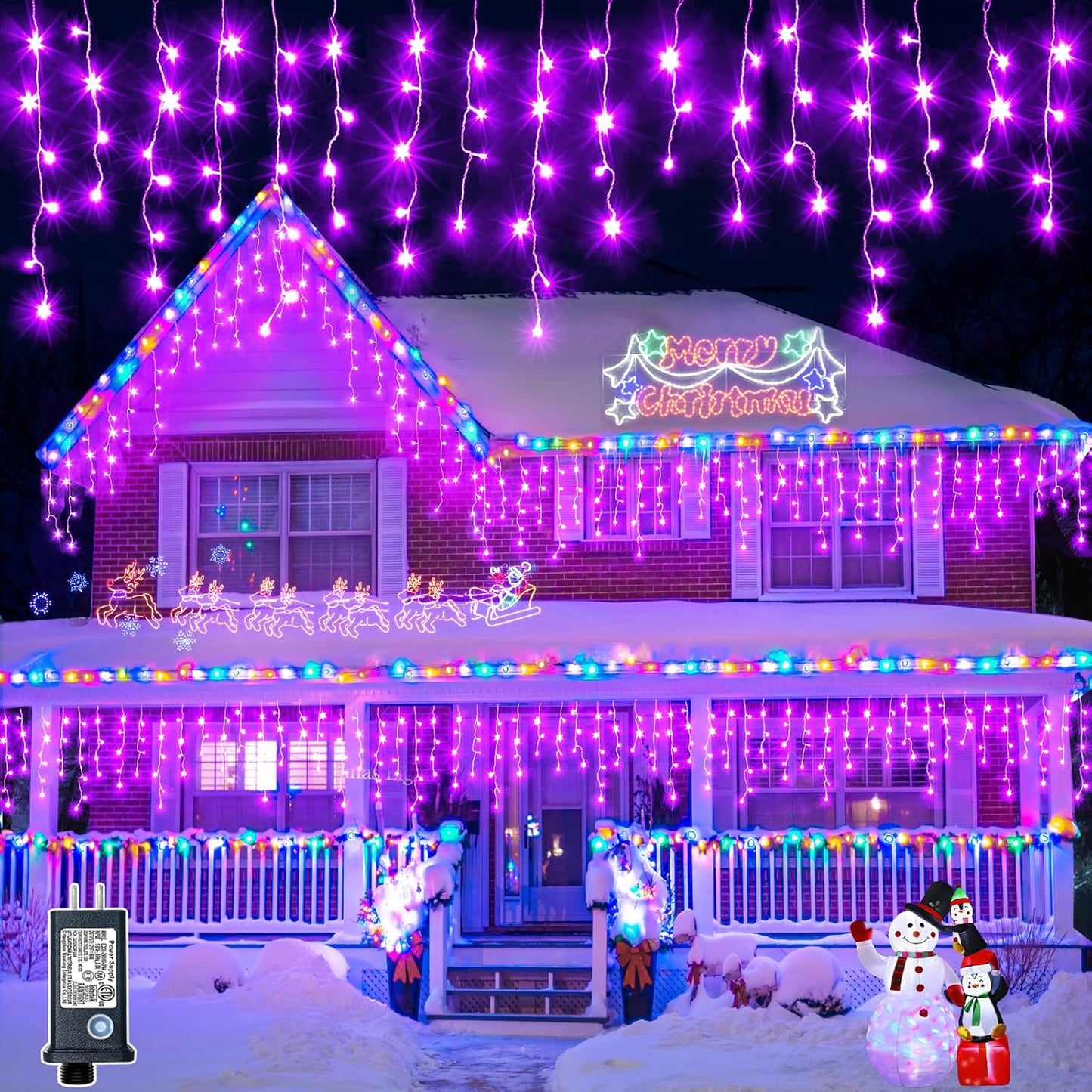 640 LED Halloween Lights Outdoor - 66ft Icicle Lights for Parties