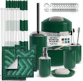 Clara Clark Bathroom Accessories Set - 23PC Green Shower Curtain Set