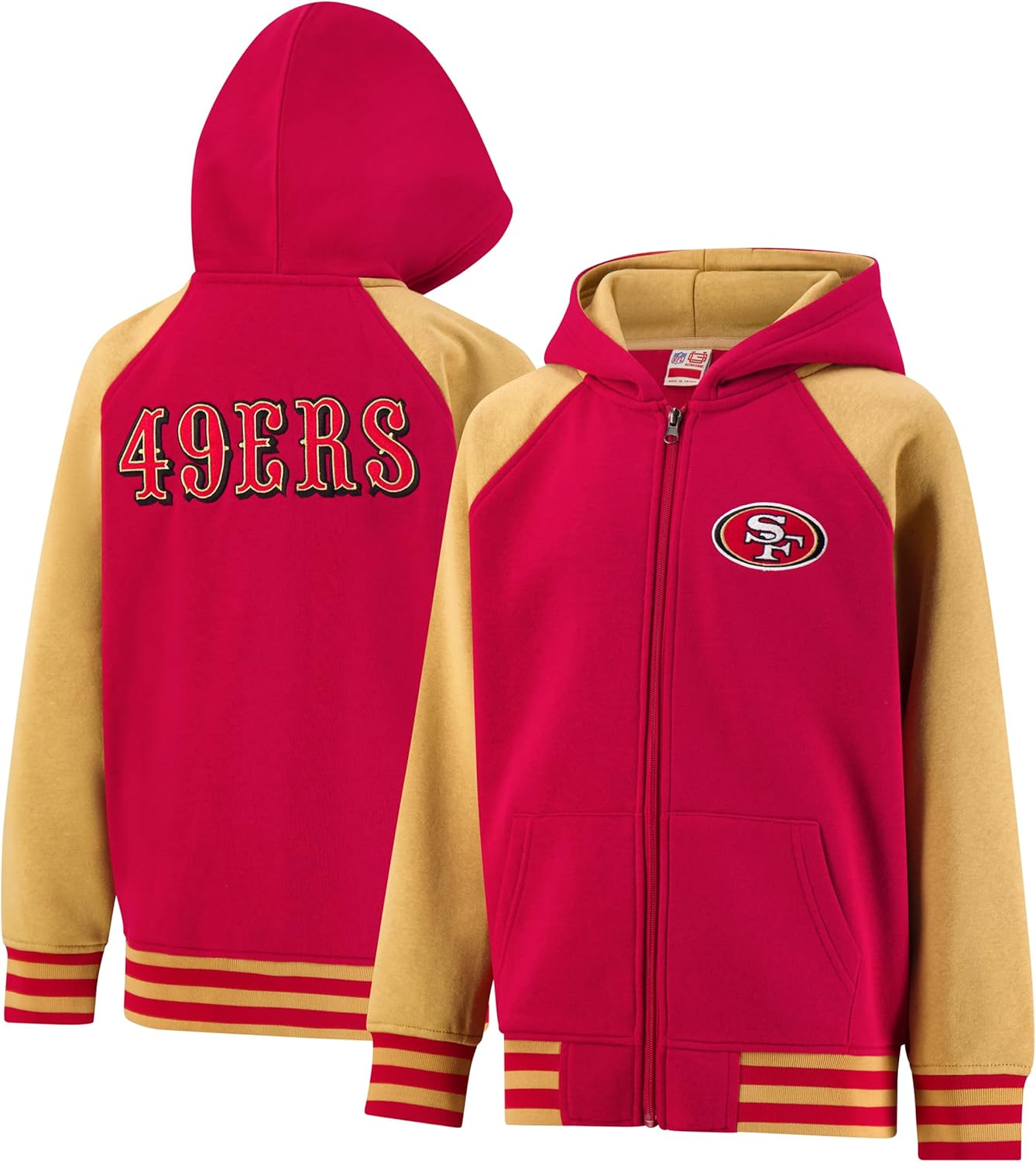 Ultra Game Youth NFL Official Super Soft Full Zip Varsity Hoodie