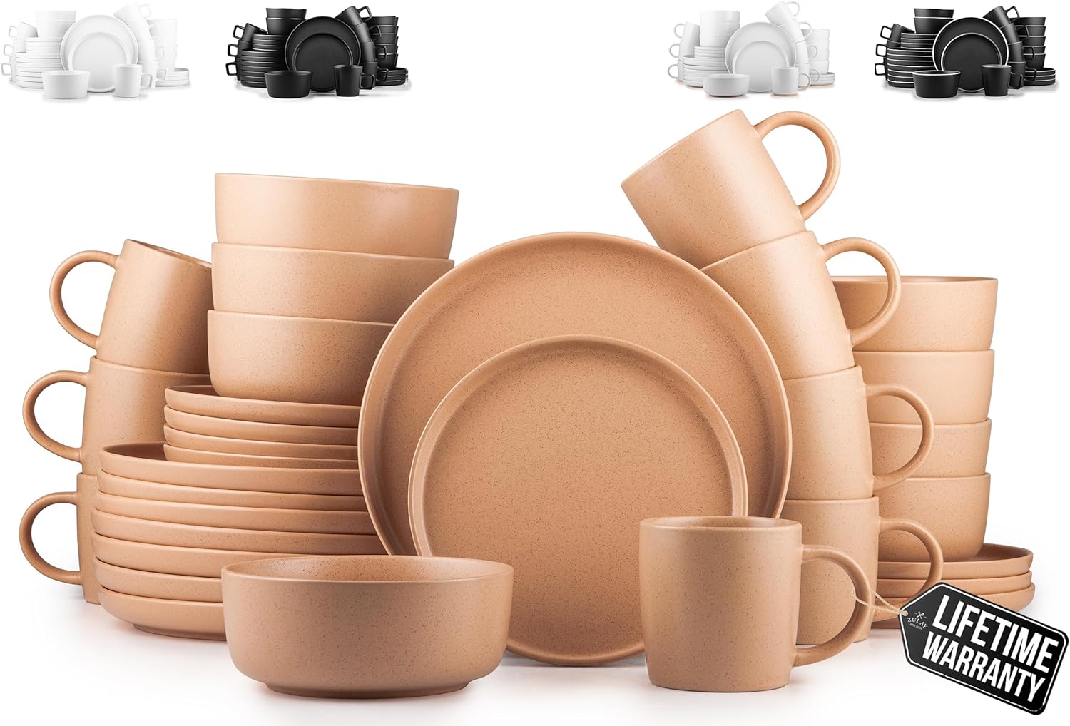 Zulay Kitchen Terra Stoneware 32-Piece Dinnerware Set for 8
