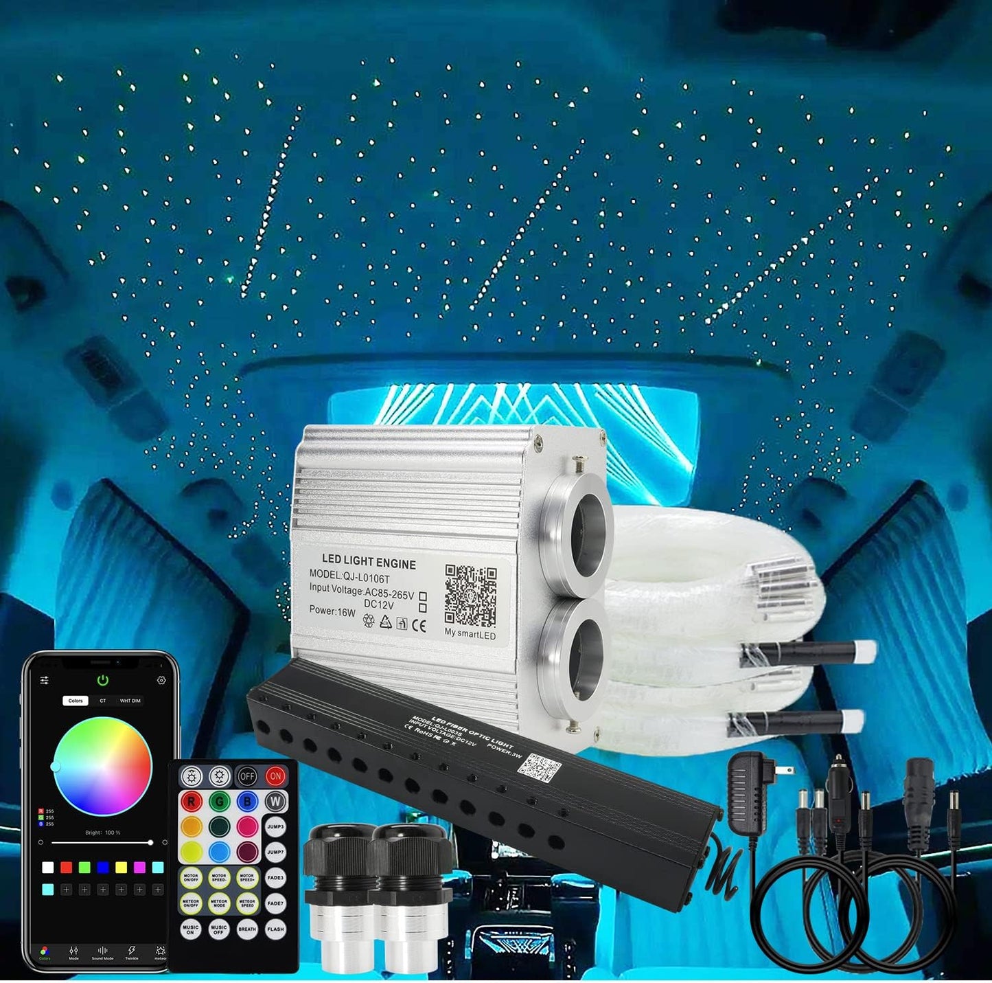AKEPO Upgraded 16W Dual Head Fiber Optic Lights Kit for Home