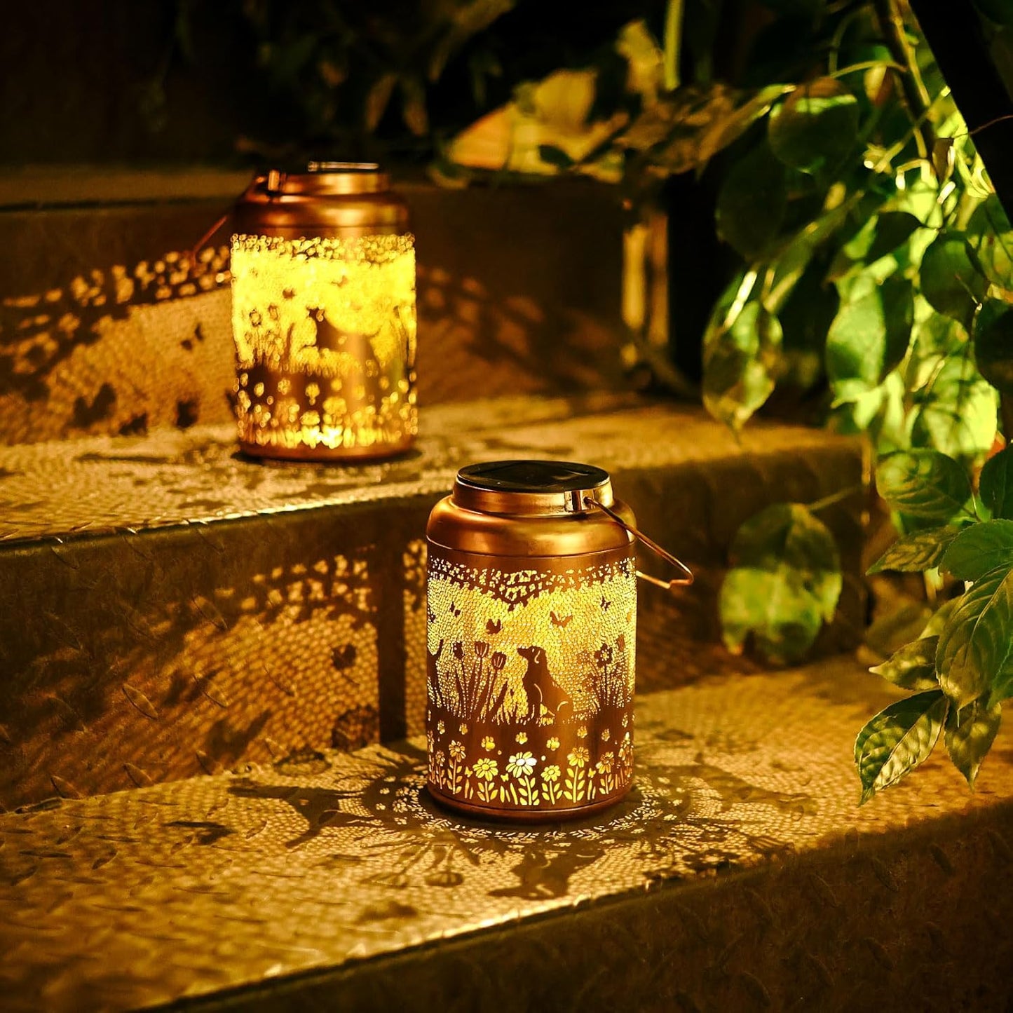 2Pack Dog Solar Lanterns Outdoor Waterproof Garden Decor Lights