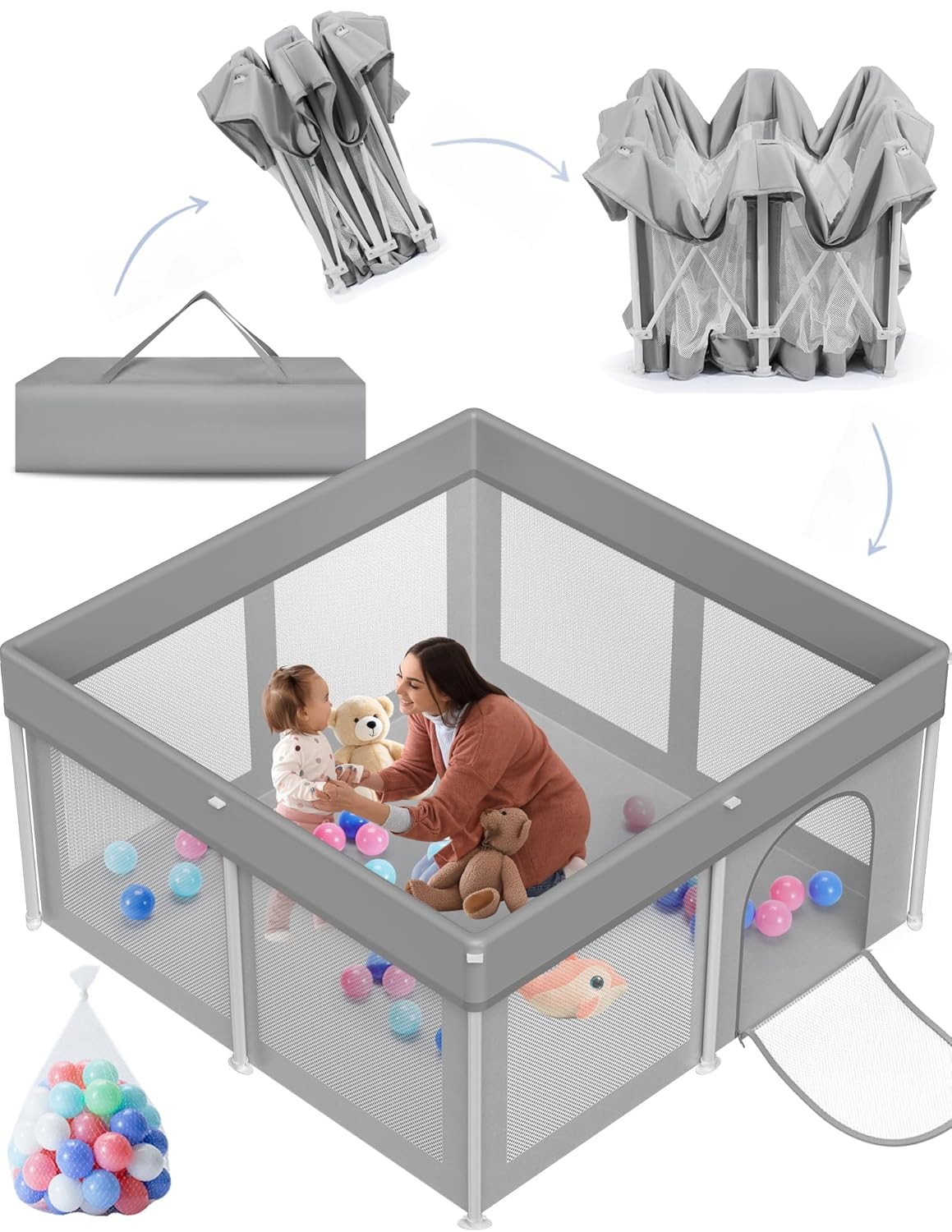Portable Foldable Baby Playpen with Ocean Balls - No Installation Needed!