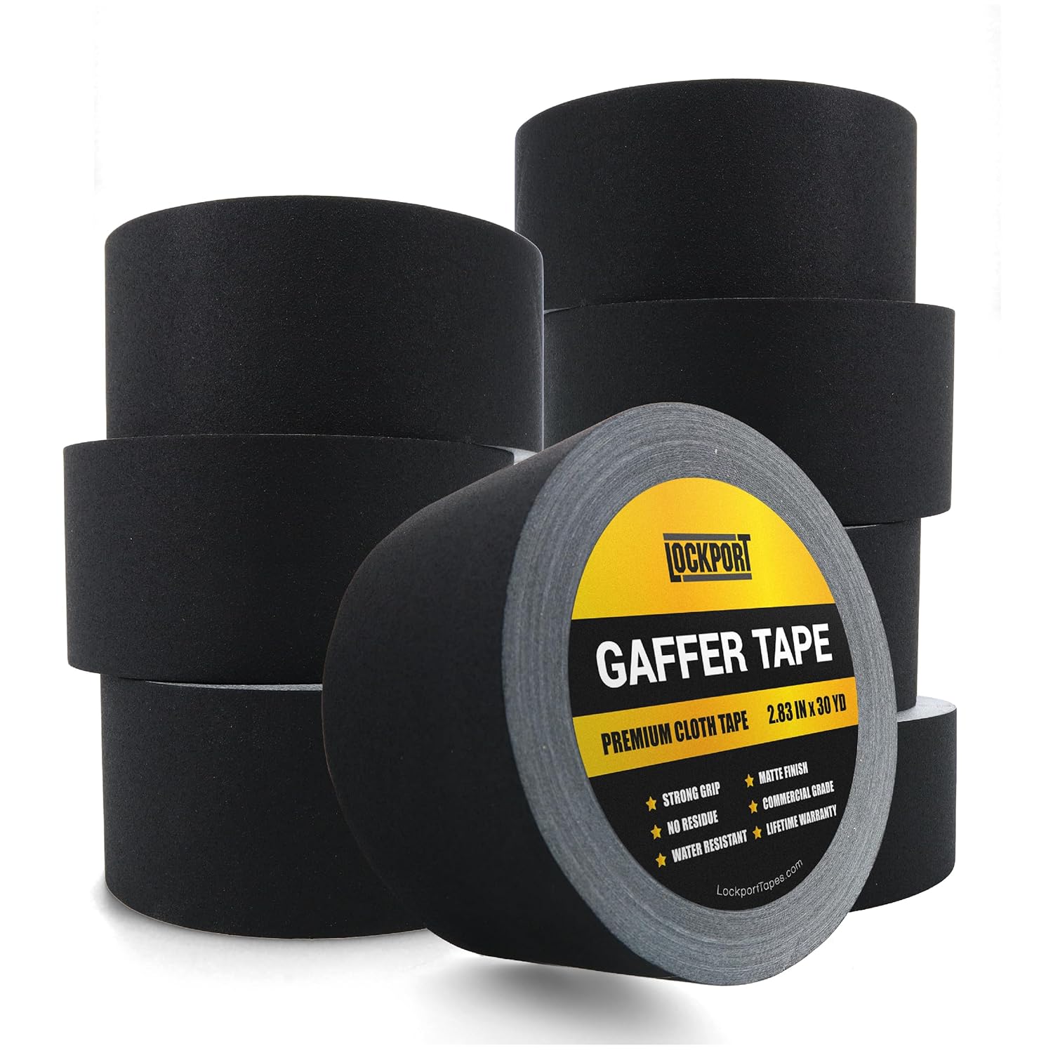 Lockport Black Gaffers Tape - 3 inch x 30 Yards - 8 Pack