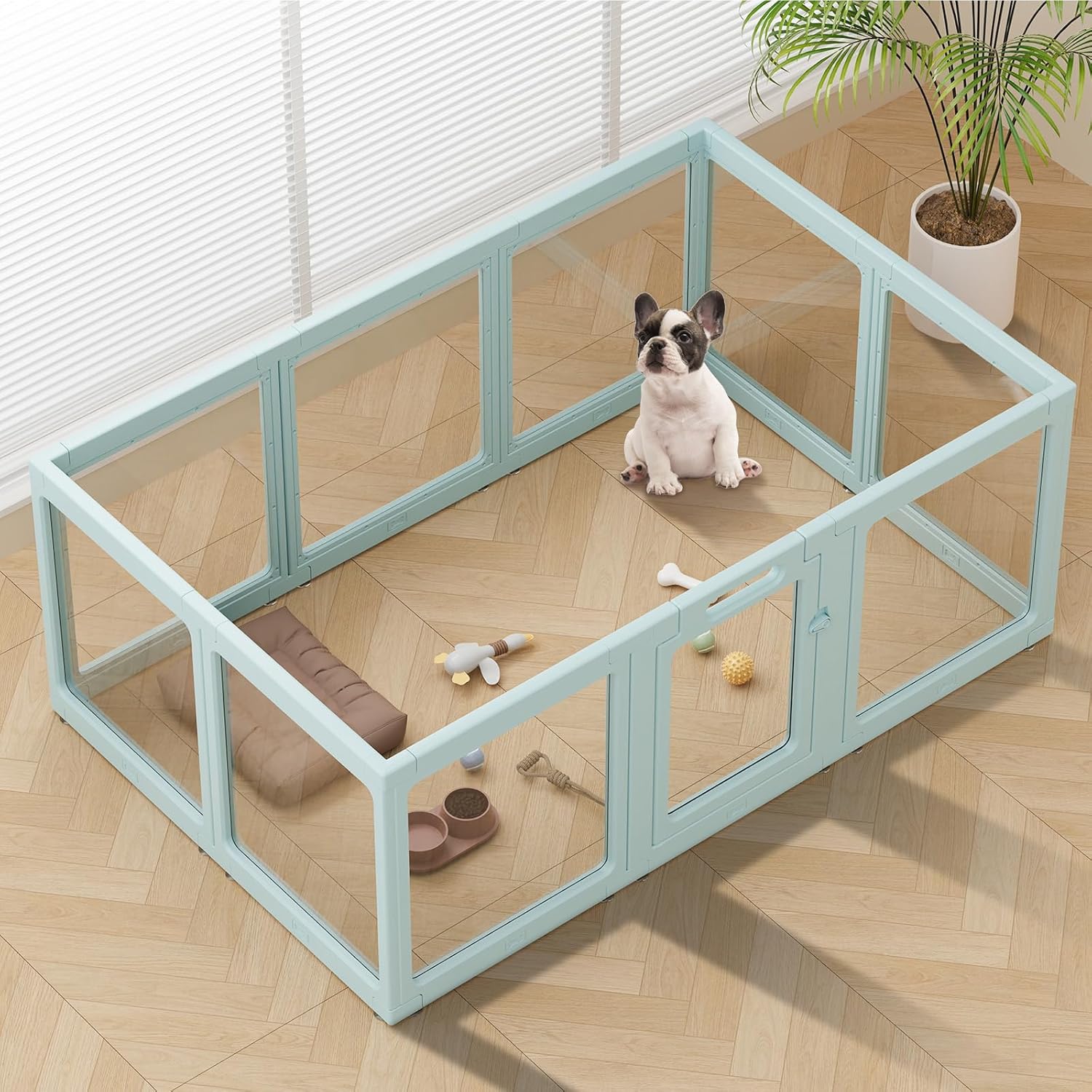 Clear Acrylic Dog Playpen Indoor for Puppies and Small Pets