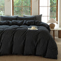 Striped Duvet Cover Set in Black and White for King Size Beds