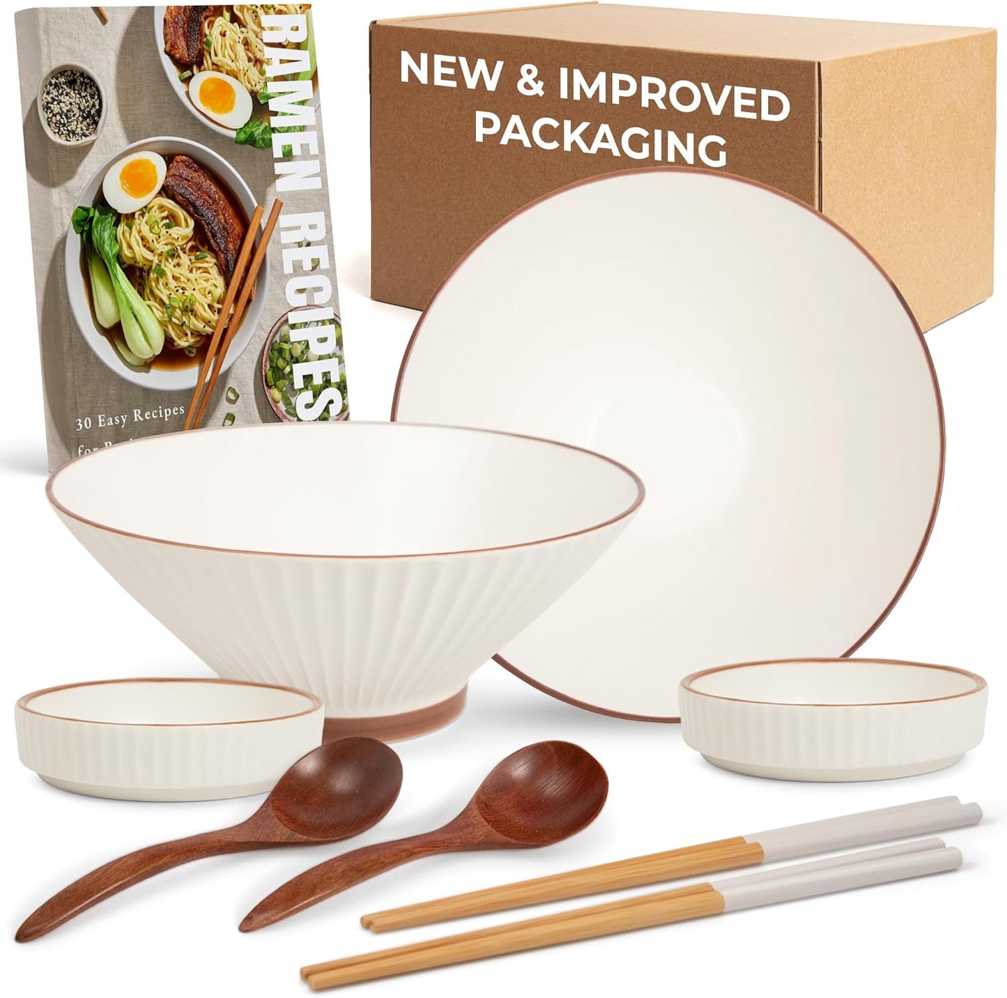 Traditional Japanese Ramen Bowl Set - 34oz - Complete Kit for Delicious Noodles!