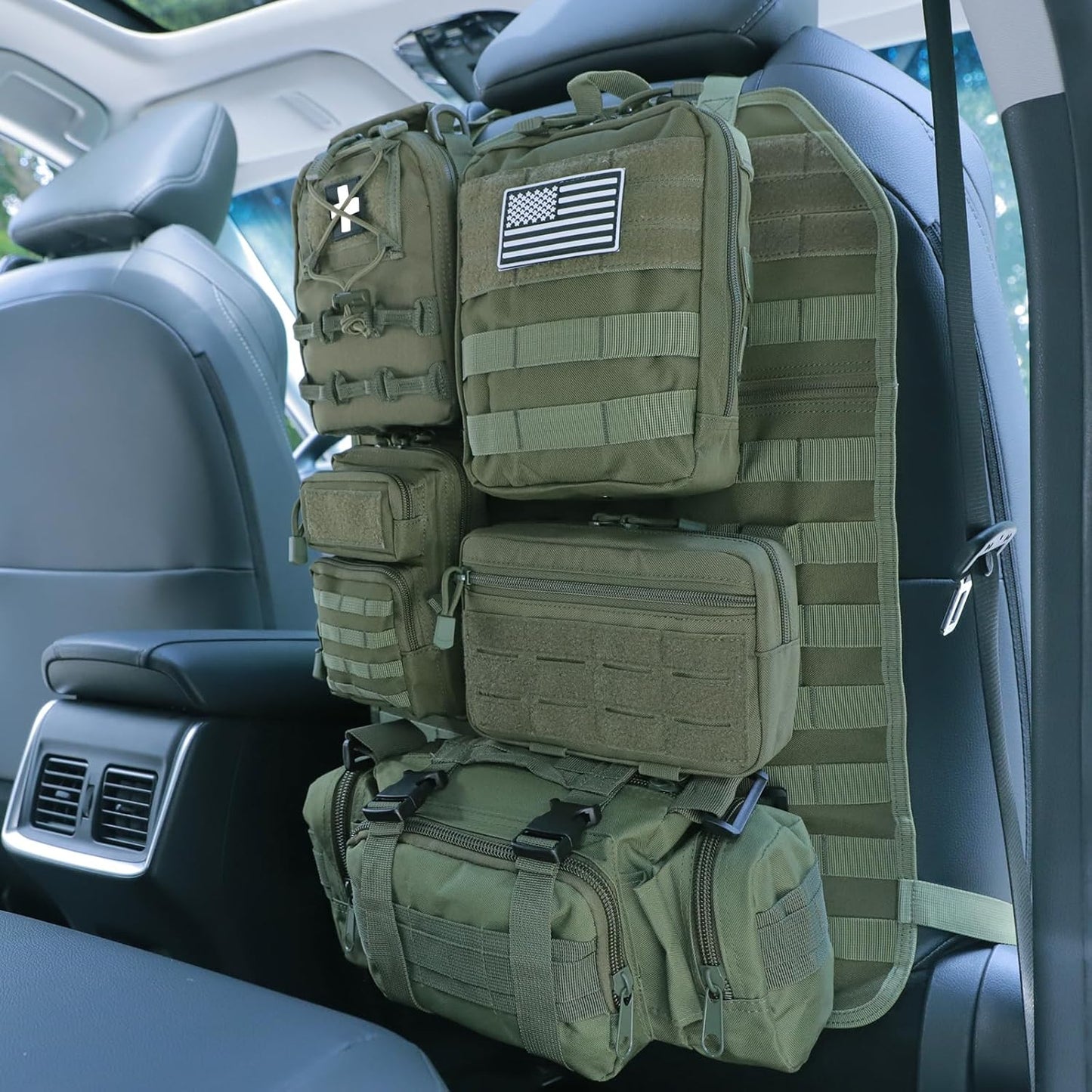 Universal Tactical Seat Back Organizer with 5 Molle Pouches