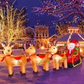12FT Long Christmas Inflatables Santa on Reindeer Sleigh Decor