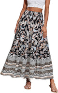 Summer Maxi Skirt High Waist Floral A Line - Flowy Boho Style