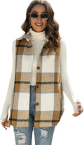 Women's Plaid Vest Brushed Flannel Sleeveless Shacket - Lightweight
