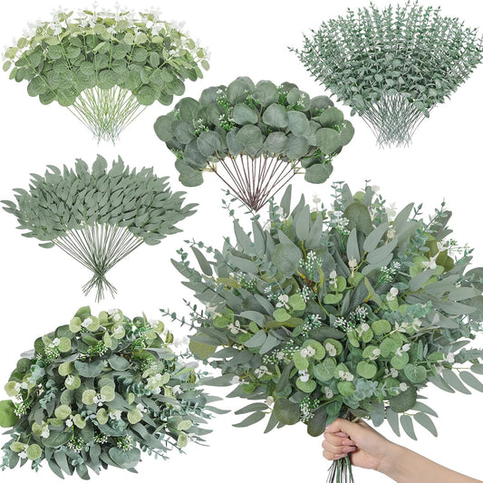 200pcs Artificial Mixed Eucalyptus Leaves for Floral Arrangements