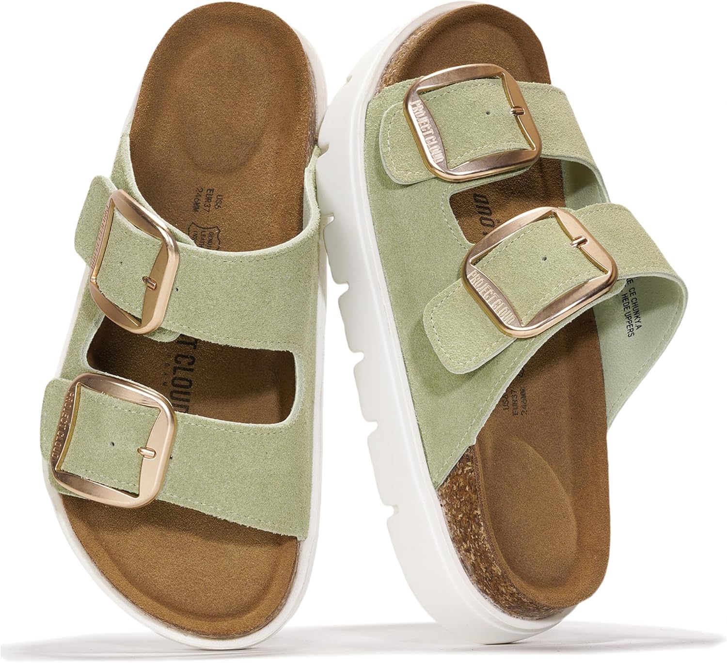 Genuine Leather Platform Sandals for Women with Memory Foam