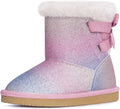 Glitter Winter Bow Boots for Little Girls - Warm Cotton Lined