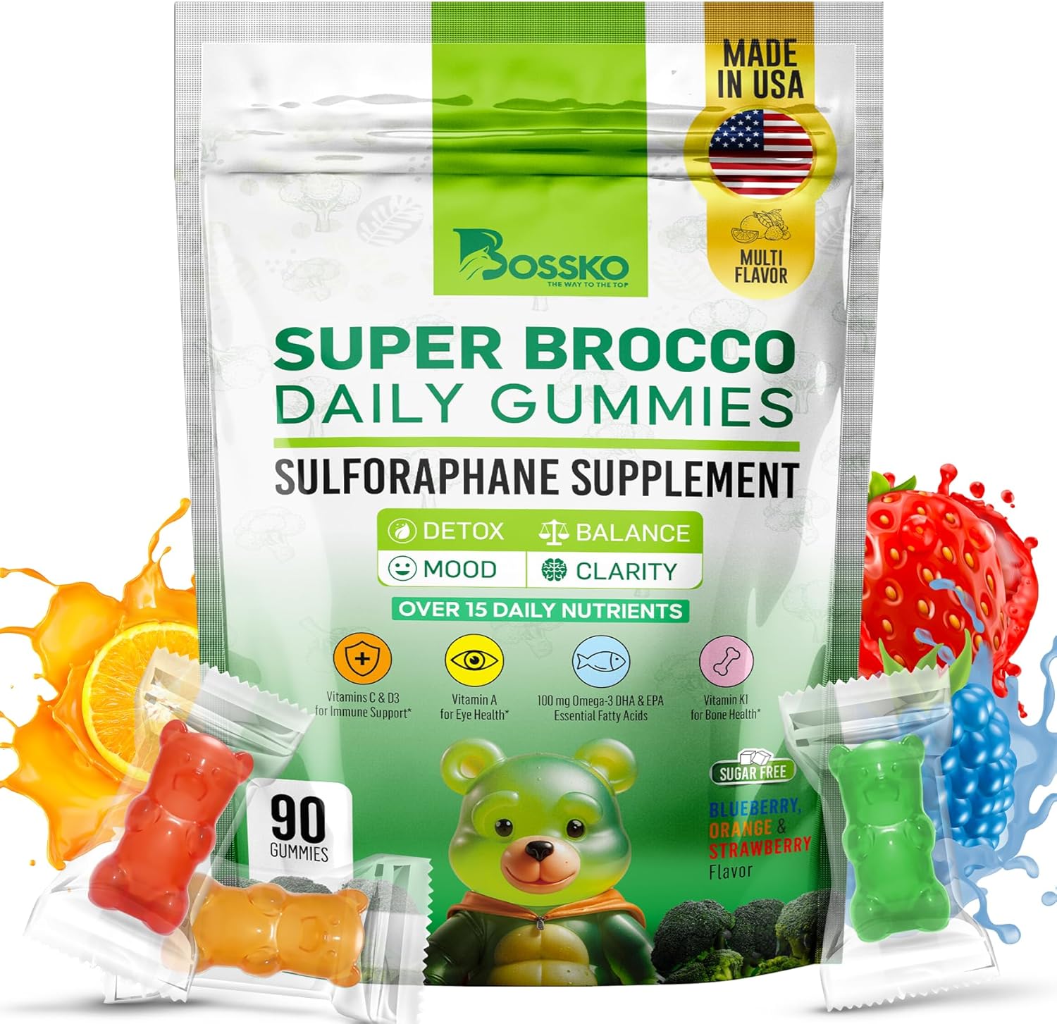 Bossko Sulforaphane Gummies for Cellular Health & Mood Support