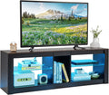 Tangkula 65 LED TV Stand: Open Storage & Glass Shelves