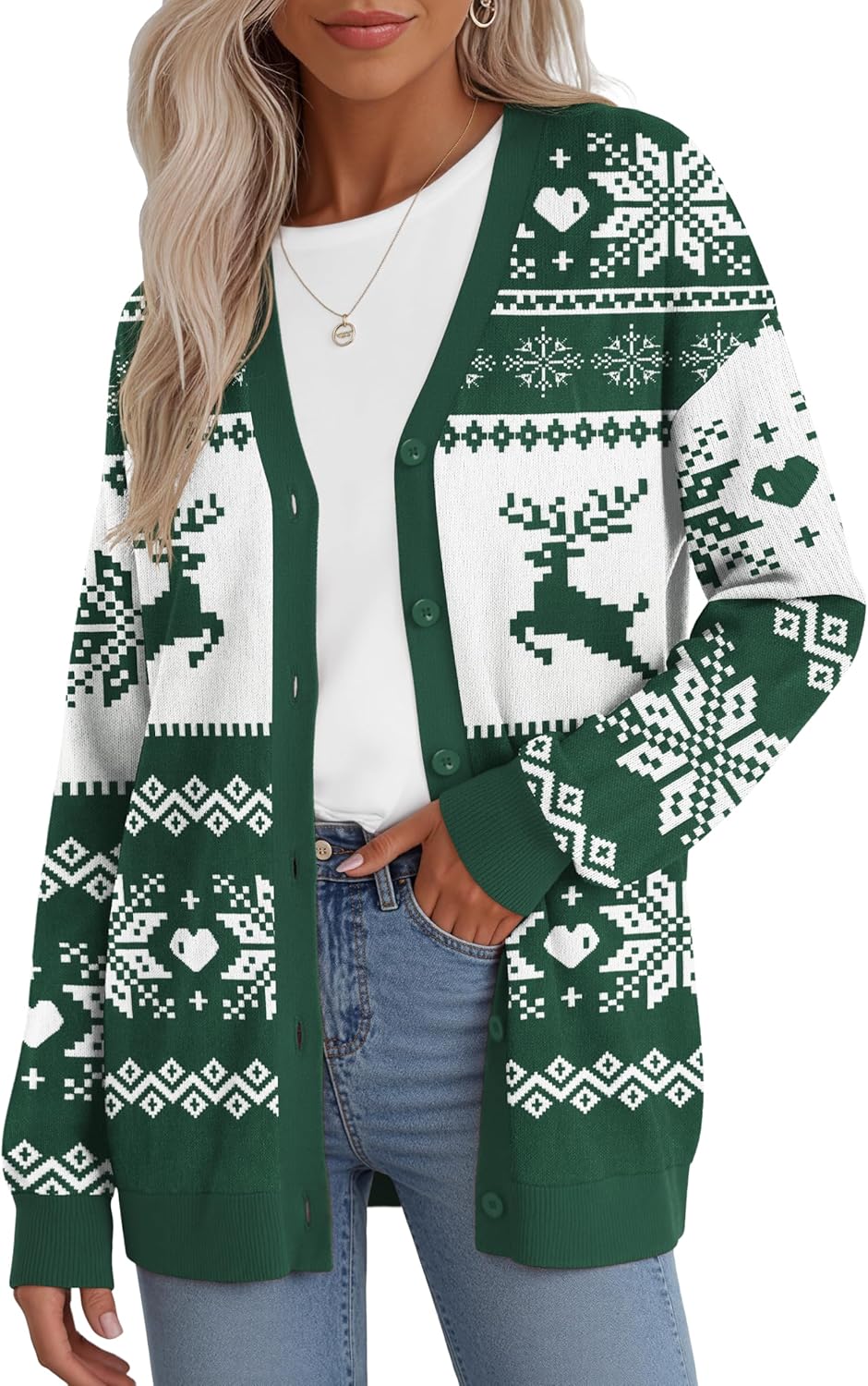 Jouica Women's Cute Cardigan Ugly Christmas Sweater for 2025