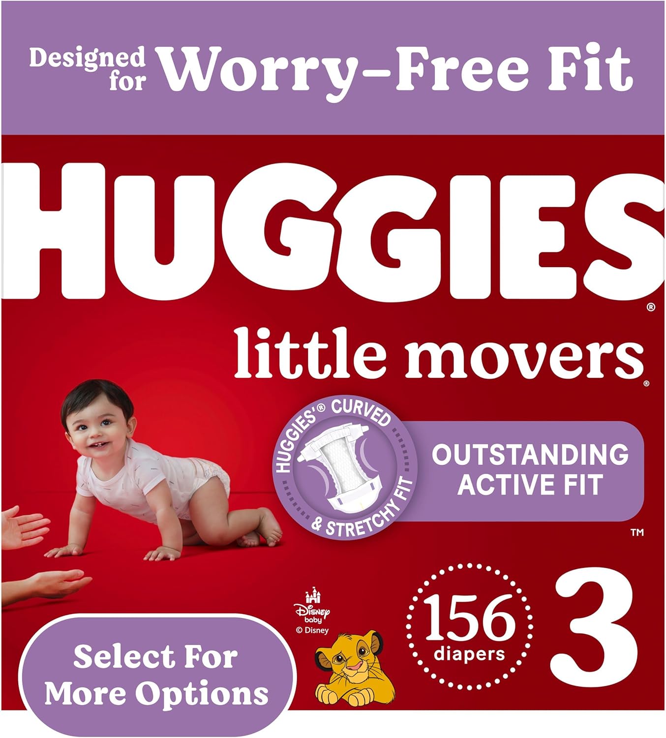 Huggies Little Movers Size 3 Diapers for Active Babies 156 Count