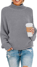 ZESICA Women's Turtleneck Batwing Oversized Chunky Knit Sweater - Cozy