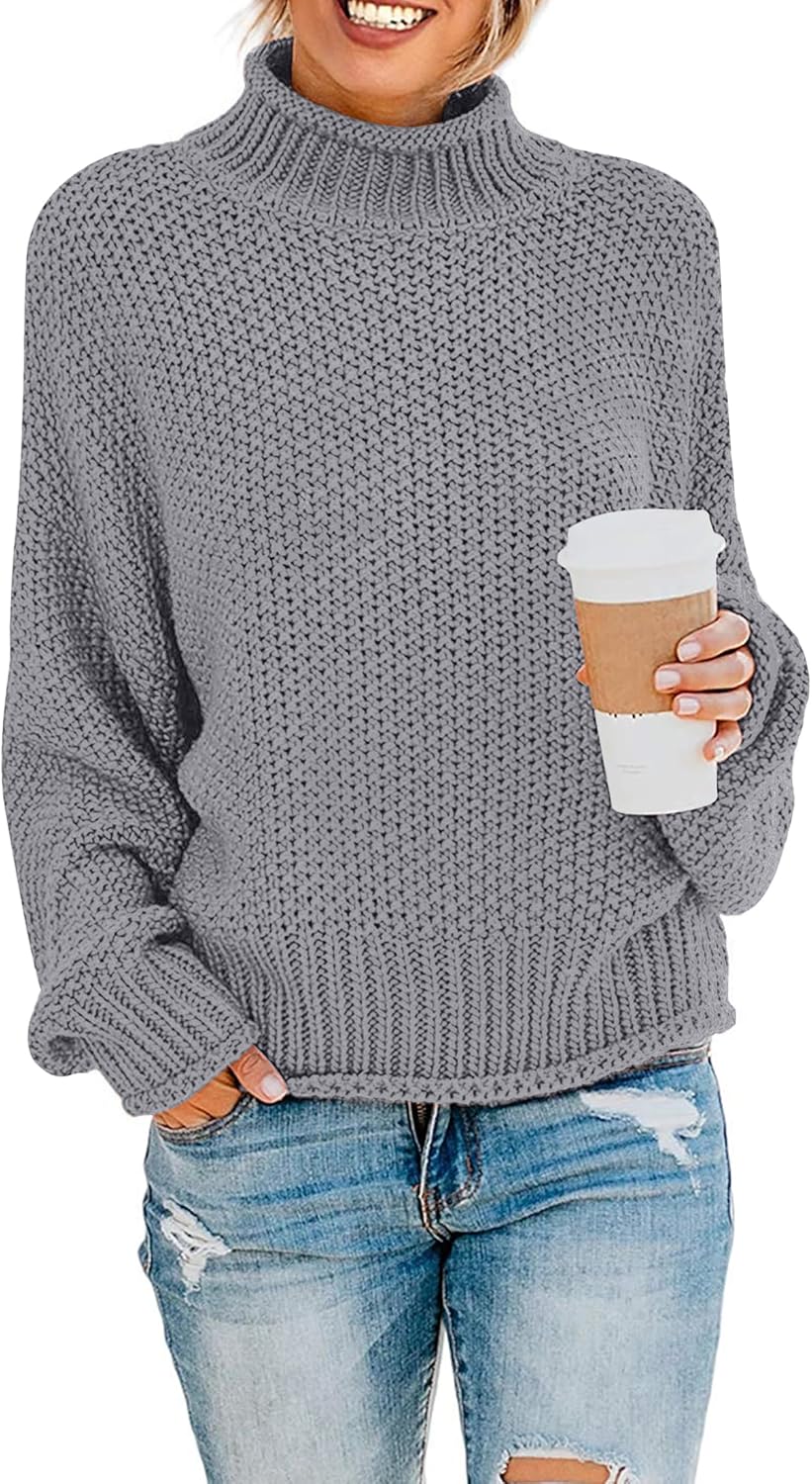 Turtleneck Batwing Sleeve Oversized Chunky Knitted Sweater