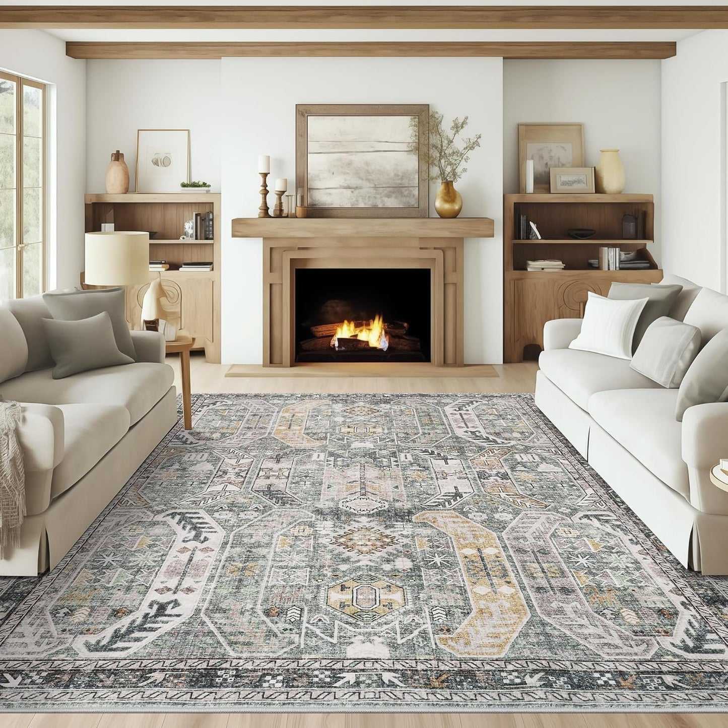 9x12 Area Rug, Ultra-Thin Washable Non-Slip Lightweight Design