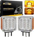 Square 39 LED Double Face Pedestal Turn Signal Lights - Dual Amber