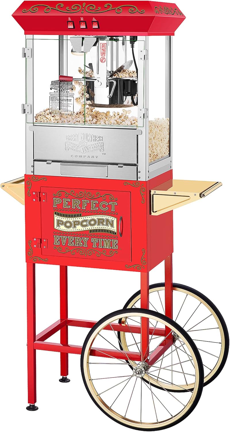 Ultimate Red Popcorn Machine with Cart