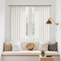 Cream Linen 45 in Pinch Pleat Kitchen Curtains Set - Privacy & Texture