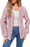 SHEWIN Waffle Knit Zip Up Hooded Sweatshirt - Lightweight Fall Layer