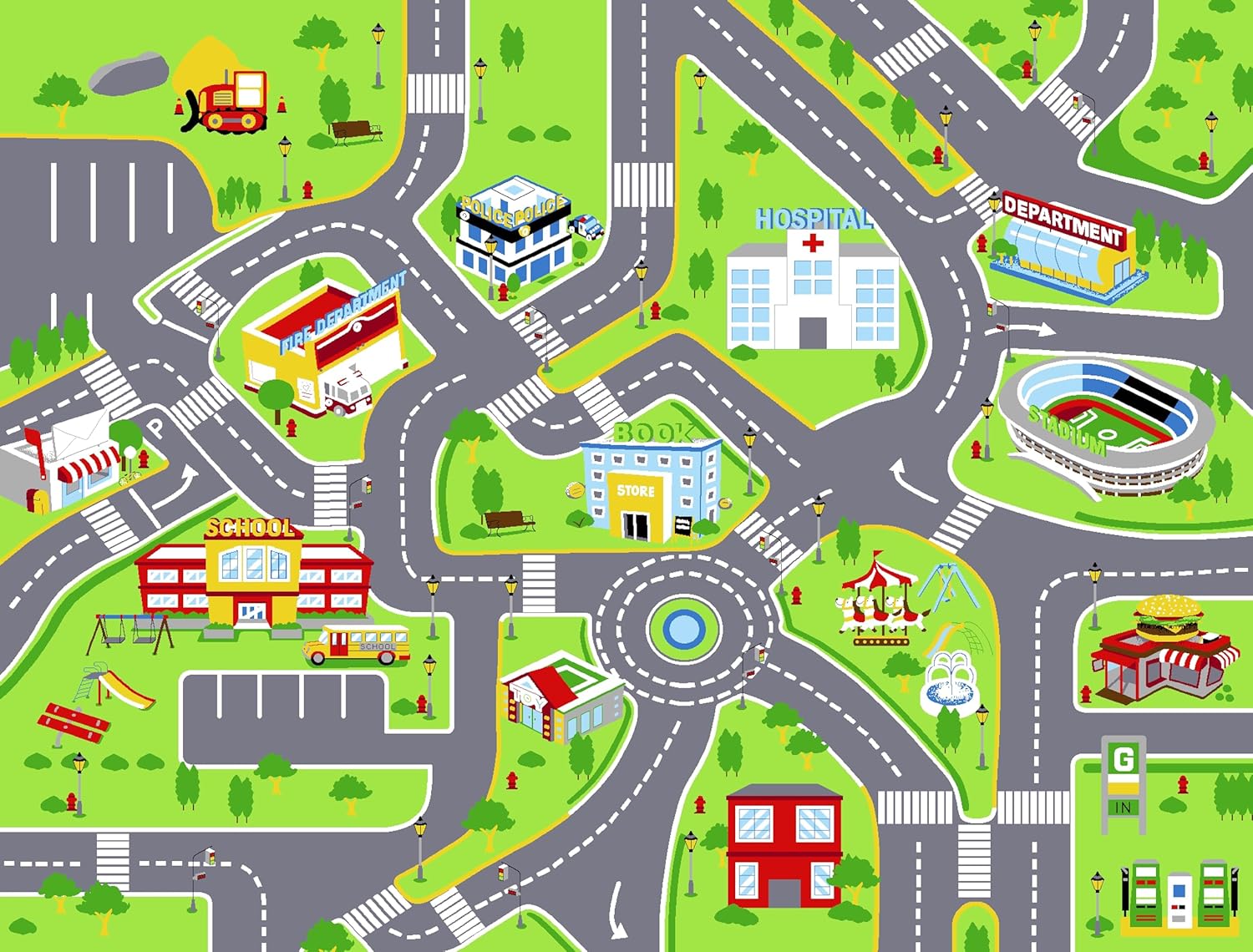 Booooom Jackson Kids Car Rug - Fun Educational Play Mat