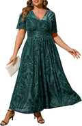Simplee Womens V Neck Velvet Maxi Dress - Flowy Empire
