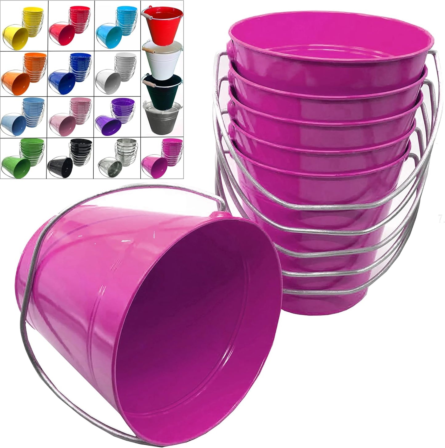 Colorful Crafting Metal Buckets 6-Pack for Creative Fun