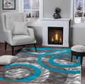 GLORY RUGS Area Rug Modern 4x6 Turquoise Circles Geometry - Soft