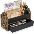 Wood Desk Organizer - 5 Slot Drawer | Tabletop Storage