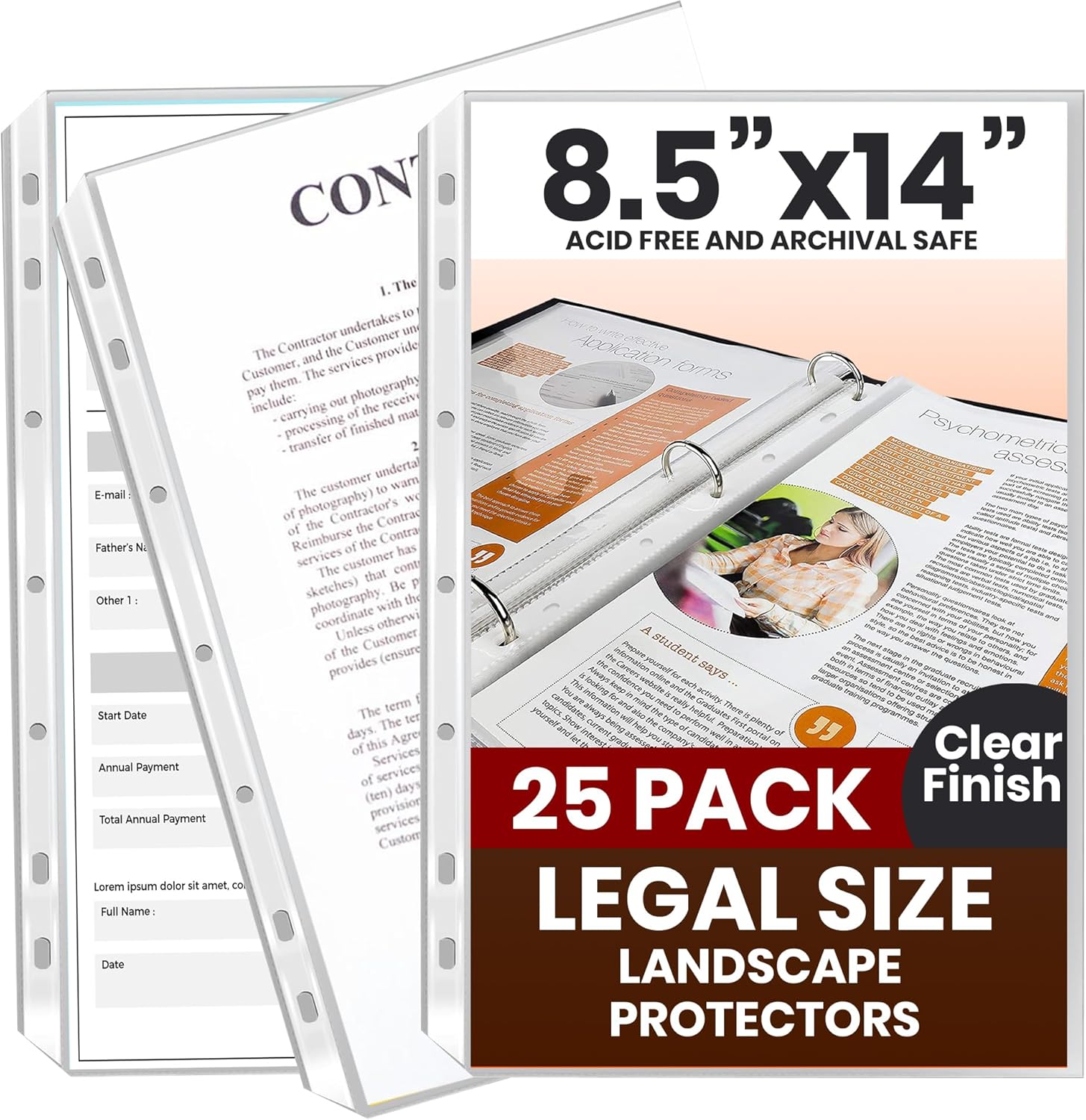 25 Pack Legal Size Clear Sheet Protectors: Heavyweight & Archival Quality