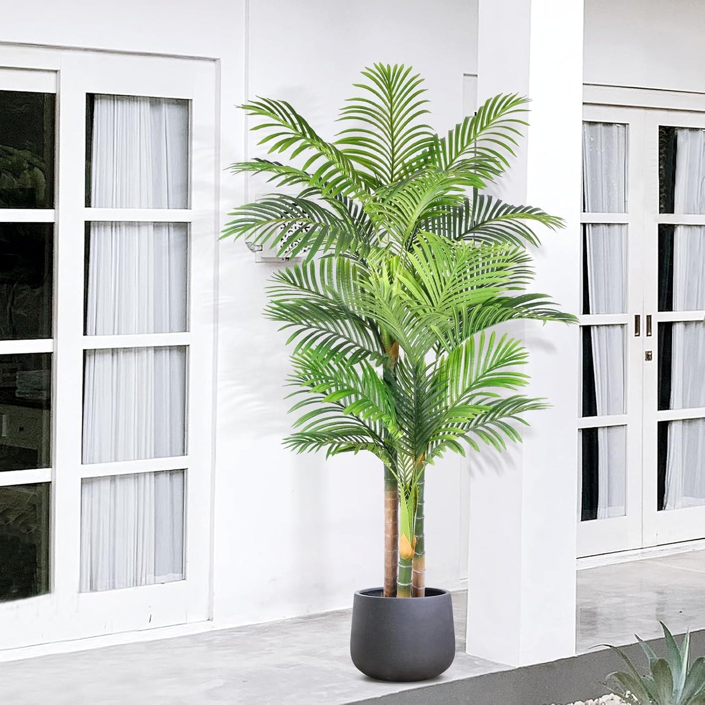 6ft Tall Triple Golden Cane Palm Artificial Tree for Home Decor