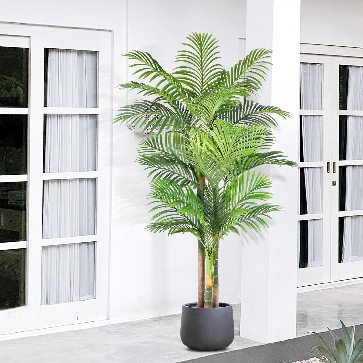 6ft Tall Triple Golden Cane Palm Artificial Tree for Home Decor