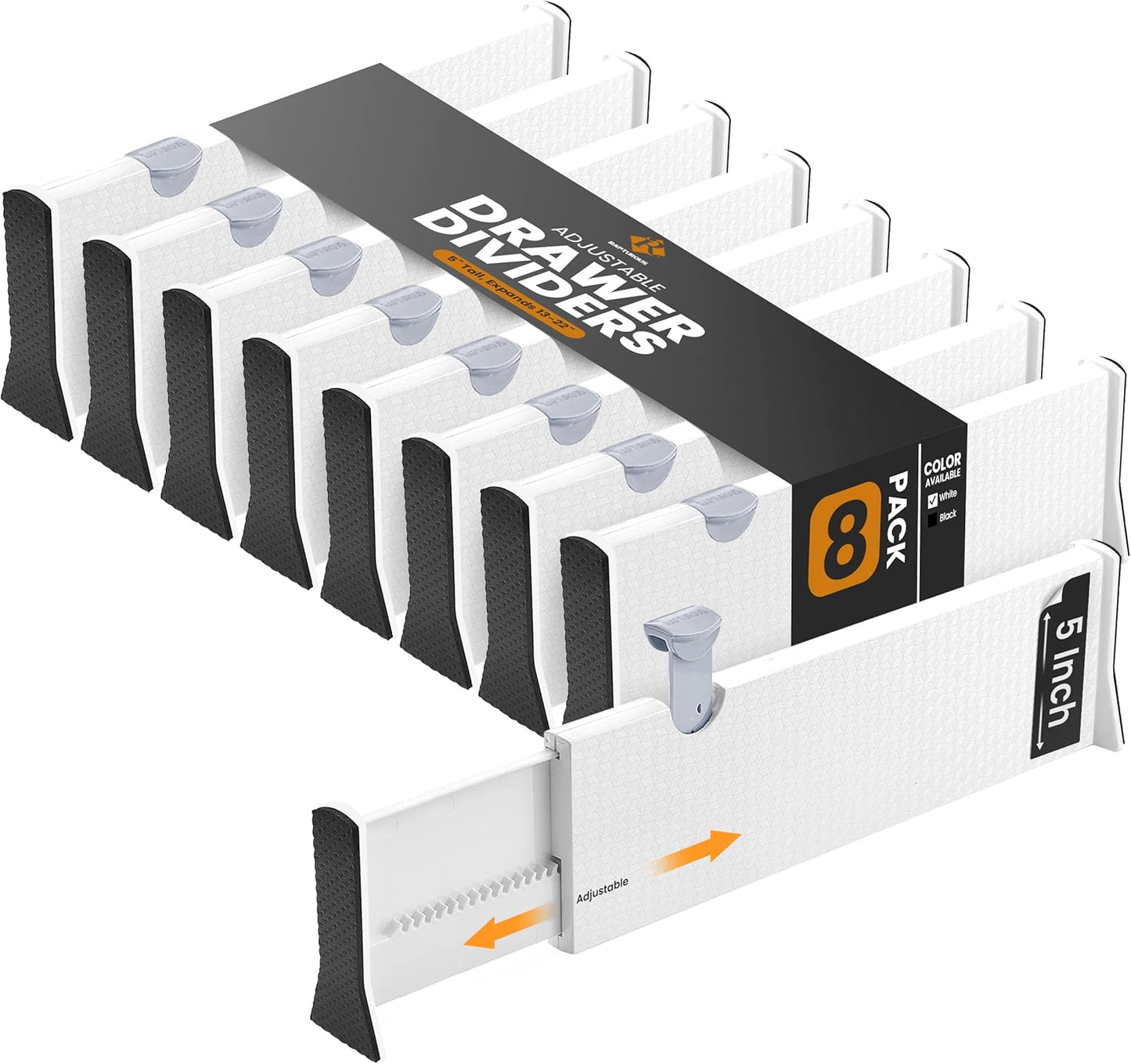 RAPTUROUS Deep Drawer Dividers 8 Pack for Organizing Drawers