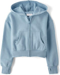 Girls' Long Sleeve Cropped Hooded Zip Up - Cozy Fleece Fit