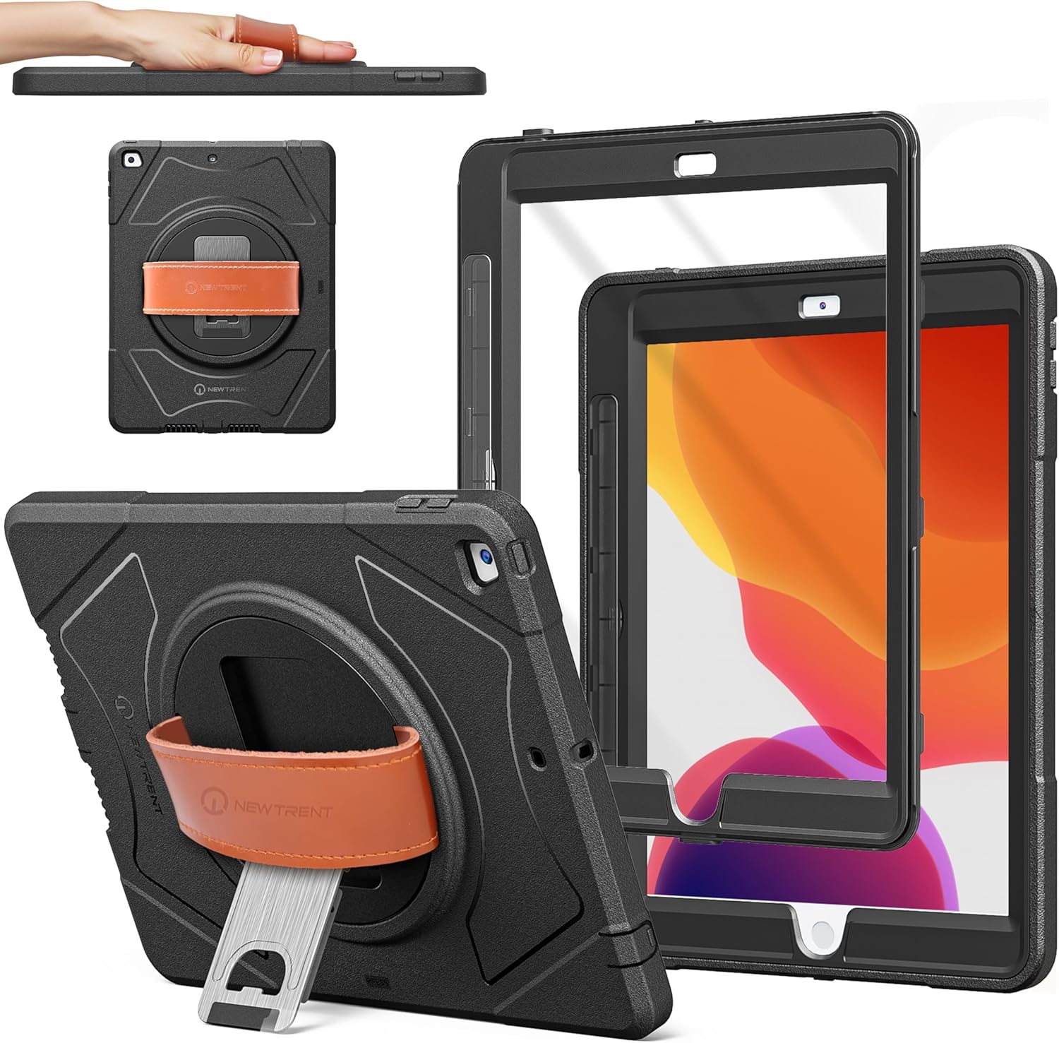 Rugged iPad Case for 9th/8th/7th Gen with Kickstand & Strap