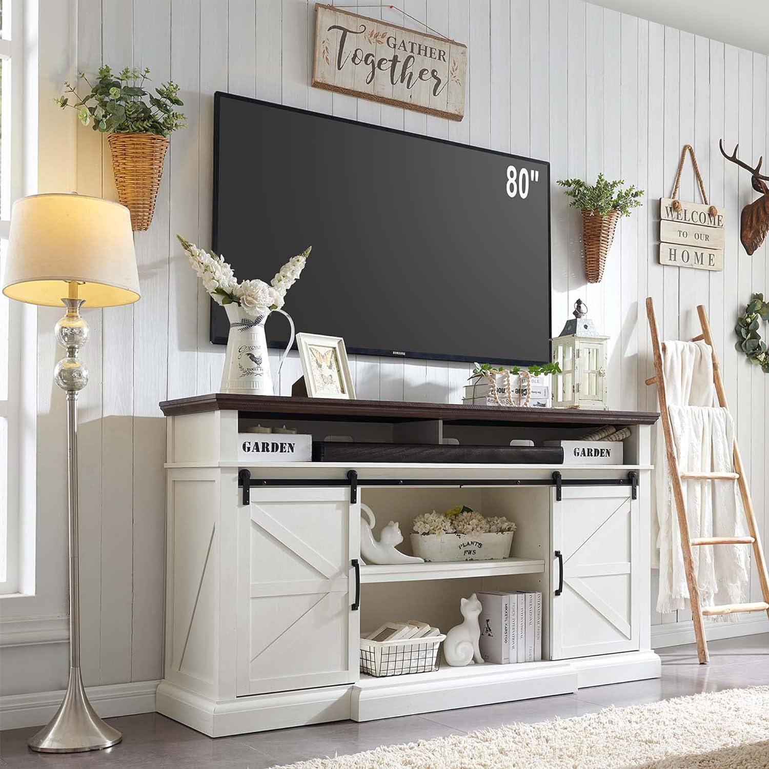 IFGET Farmhouse TV Stand: Stylish & Spacious for 80 TVs