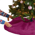 Faux Fur Tree Skirt Fuchsia 60 in - Fluffy Holiday Accent